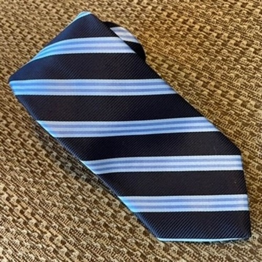 Brooks Brothers Necktie Classic Preppy Navy Blue Repp Silk Striped Collegiate